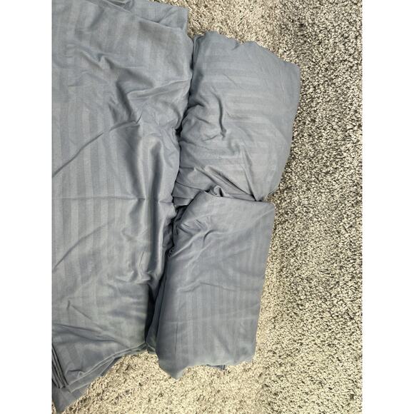 King Size Extra Soft 4 Piece Sheet Set Grey Striped Polyester Home Bedroom - Picture 6 of 9